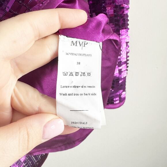 MVP Wardrobe Maria Vittoria Paolillo Purple Sequin Mini Dress Size 2 US / XS - Picture 6 of 11